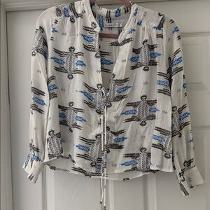 Flynn Skye Cream and Blue Patterned Top